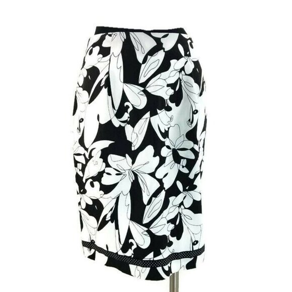 Intriguing Threads Black/White Zip Up Stretch Pencil Skirt Womens USA Size 4 - Picture 3 of 6